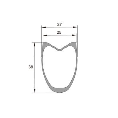 China Road Bikes Carbon Bike Rim 700C 25mm Width 38 Depth Tubular Road Bike Rims for sale