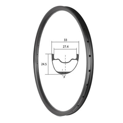 China Carbon Mountain Bike MTB Rim Hookless Cross Country Racing Mountain Bikes 27.5er 33mm Bike Tubeless Rims for sale