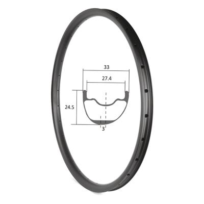 China Mountain Bicycles Trail MTB Edges Mountain Bike 27.5 33mm Width Hookless 27.5er MTB Carbon Edges With UD Matte Surface for sale