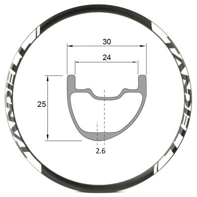 China Asymmetric Depth 30mm Hookless 29er XC MTB Rims 25mm Mountain Bikes Carbon Rims for sale