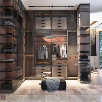 China Factory price (height)adjustable built-in wardrobe with glass sliding door living room furniture for sale