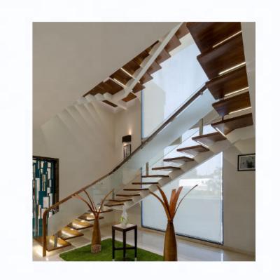 China CBMmart Contemporary Wood Staircase Prefab Floating Interior Staircase Customized Villa Customized for sale