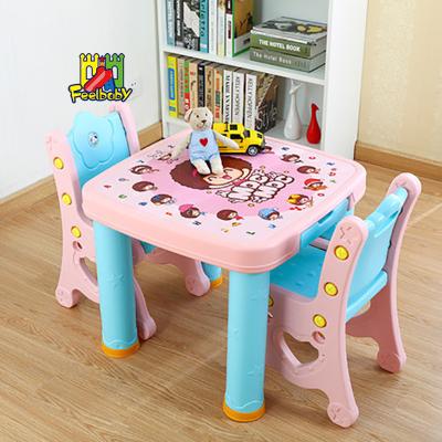 China New Feelbaby Traditional Kids Activity With Board Reading Study Desk Baby Dining And Chair Kids Play Table for sale