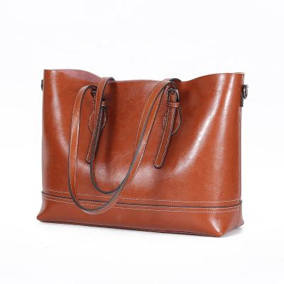 China Fashion\Comfortable Handbag\Large Tote Bag Genuine Leather Crossbody Goods 2021 For Women Oil Wax Leather Bags for sale