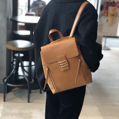 China High quality with 2021 workmanship latch exquisite soft leather leisure genuine leather backpack school backpack for women for sale