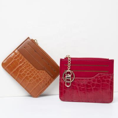 China Hold Money PU Women Crocodile Card Holder Wallet 2021 Small Coin Pattern High Quality Custom Chain Purse Mini for sale