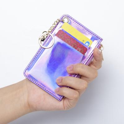 China 2021 Fashion Lady Coin Key Chain Purses Color Laser Card Holder Small Purse Women Waterproof Wallet for sale