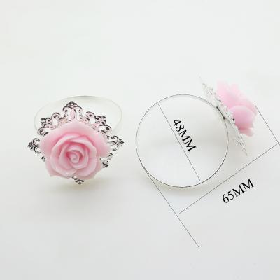 China Amazon Bismillah Latex Viable Hot Selling Fancy Flower Napkin Ring Resin Rose Floral Beads Easter Wedding Ramadan Modern Plane for sale