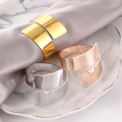 China Modern Minimalist High End Custom Metal Luxury Napkin Ring Bespoke Gold Silver Rose Gold Wedding Easter Ramadan Airplane Passover for sale