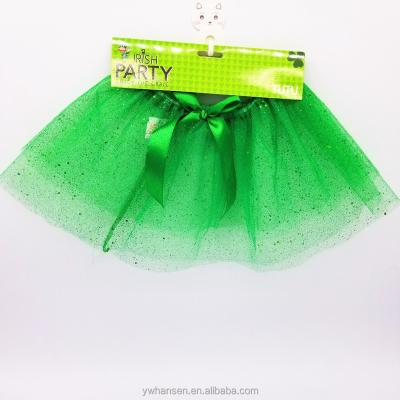 China Anti-wrinkle party HS-Irish green with gold dot and bow-knot girls dress tutu skirt for sale