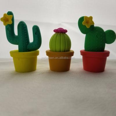 China Hot Selling Promotional Eraser Cartoon Cactus Hot Selling Pencil Eraser for sale