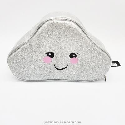 China Eco-friendly Sparkle Glitter Sparkle Cloud Pu Pen Stationery Pouch Shiny School Pencil Case for sale