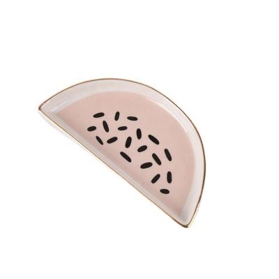 China Ring Holder Novelty Trinket Tray Ceramic Jewelry Dish Small Decorative Tray for Keys or Decor Cute Tray Watermelon Tote for sale