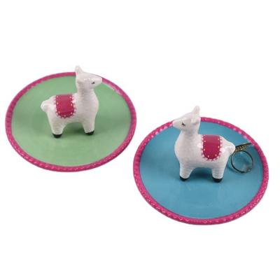 China Ceramic Ring Holder Alpaca Jewelry Display Holder Cute Llama Organizer Jewelry Display Rack Ornament for sale