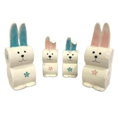 China Ceramic Easter Toys Angel Oral Decal Small Easter Ceramic Holiday Decor Hot Sale Dolomite Rabbit Ornament Porcelain Ornament for Shiny Eggs for sale