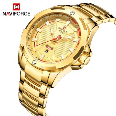 China Good Date NAVIFORCE NF9161 Fashion AL33 Japan Movt Automatic Quartz Watch For Men Luxury Gold Stainless Steel Big Brand Watches for sale