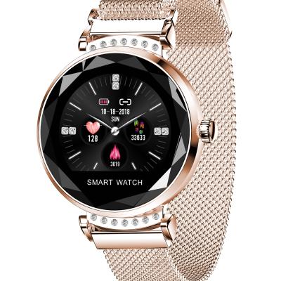 China H2 Date Fashion Women Smart Watch Automatic Heart Rate Blood Pressure Sleep Monitor Diamond Glass Female Smart Watch for sale