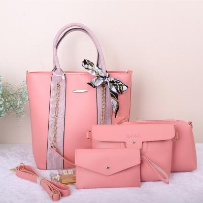 China LR18 Fashion Luxury Cosmetic Bag Women Handbags Purses Genuine Leather Tote Bag Set 4 in 1 for sale