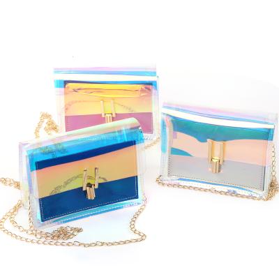 China Fashion 7393 Women Messenger Transparent Crossbody Laser Jelly Bag For Lady for sale