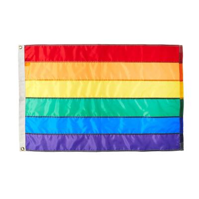 China VSVO Rainbow Waving Flag With Sewn Stripes GrommetsOutdoor Brass Banner Flags for sale