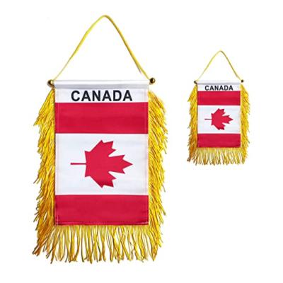 China Canada Car Window Hanging Hanging Flag, With Stick No Suction Cup Mini Canadian Rearview Small Mirror Banner Flags for sale