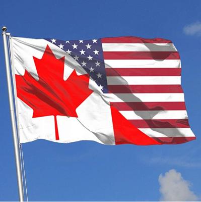 China Canada-USA Friendship Flag Breeze Hanging Flag 3 x 5-100% Polyester Single Layer Translucent Flags for sale