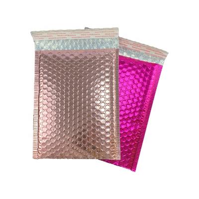 China Rose Gold Colored Poly Bubble Aluminum Foil Protective Metallic Mailer Bag Express Shipping Product Ad for sale