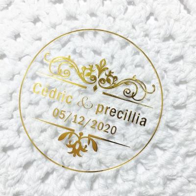 China Anti-Counterfeiting Customize Sticker To Wedding Transparent Sticker Roll Hot Foil Sticker With Emboss for sale