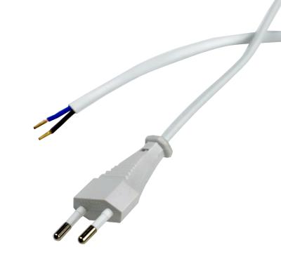 China Consumer Electronics Cable Europe Power Cord Europe Standard White 1.5meter Round EU Plug Two Wire for sale