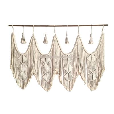 China Eco-Friendly Recommend White Cotton Other Eco Accents Decor Wall Hanging Bohemian Woven Tapestry Large Macrame Home Decorative Curtains for sale