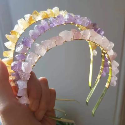 China Hot Selling European and American Women's Hair Accessories Crown Hair Band AliExpress Popular Crystal Natural Crystal Headband New for sale