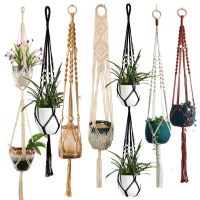 China Hot Sales Luxury 100% Handmade Macrame Plant Hanger /Flower Pot Hangers For Wall Decoration Garden for sale