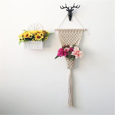 China Indoor Hanging Rack Simple Macrame Planter Hanger-Outdoor/Hanging Basket Flower Hangers Cotton Rope For Home Decor for sale