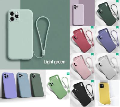 China Colorful Matte Liquid Anti-fingerprint TPU Silicone Soft Lanyard Phone Case For iphone 11 pro case for sale