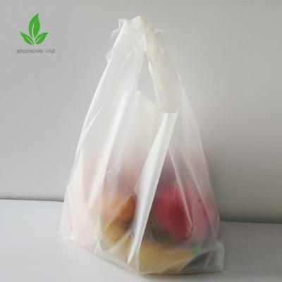 China Natural Custom Printed Biodegradable PLA+ Cornstarch Made Cheap Plastic T Shirt Bag Poly Shopping Bag for sale