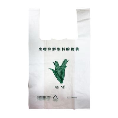 China 100% Eco-friendly Custom Printed Biodegradable Logo Grocery Bag PLA Vest Plastic Shopping Bags for sale