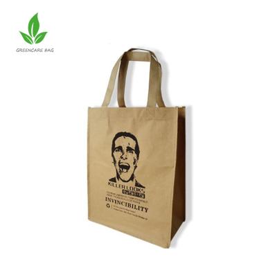 China Paper Bag Recyclable Washable Reusable Bag For Shopping Non Woven Folding Kraft Paper Customized Degradable Hand Length Hot Stamping Handle for sale