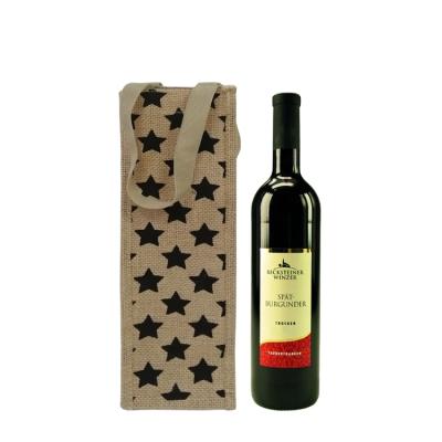 China Custom Wine Logo Printed Eco - Friendly Natural Canvas Long Wine Bottle Bag With Handle for sale