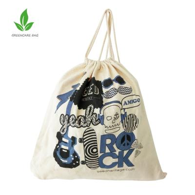 China Rope Handle Calico Bag With Drawstring, Small Tote Drawstring Cotton Canvas Bag for sale