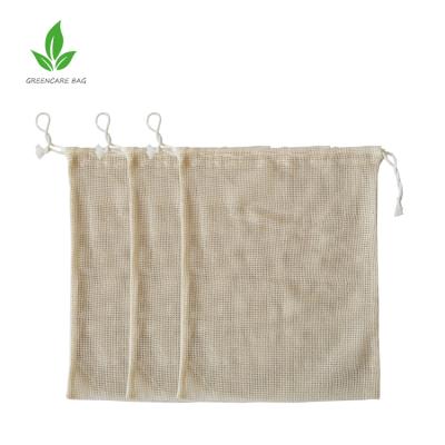 China 100% Washable Cottons Eco-Friendly Mesh Bag Reusable Drawstring Produce Mesh Bags for sale