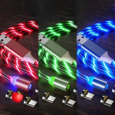 China High quality MP3/MP4 player factory original led magnetic type c 2A fast charging 3 led in 1 usb multi magnetic charging cable for data cable for sale