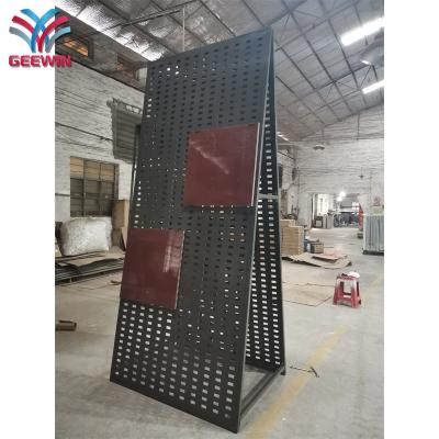 China Popular Fashionble Design Metal Pegboard Tile Sample Display Rack For Ceramic Showroom for sale