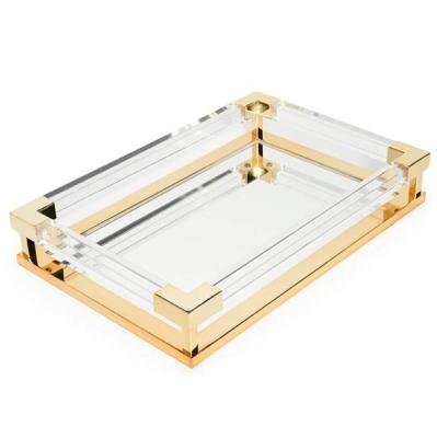 China 2021 Factory Price Modern Design Clear Acrylic Mirror Storage Tray Lucite Mirror Tray for sale