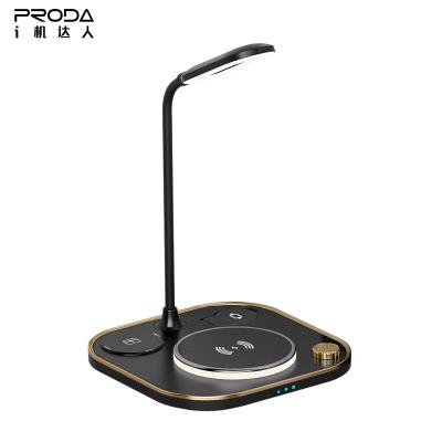 China Smart Watch PRODA 5-in-1 15W Max Case Friendly Wireless Charger Phone Earphone Fast Charging Watch with Bendable Lamp or Without Lamp for sale