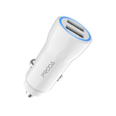 China Car Charging Palladium Mini Charging Car Fast Charger PRODA Pioneer Series USB LED Light Car Charger Dual Blue LED Light for sale