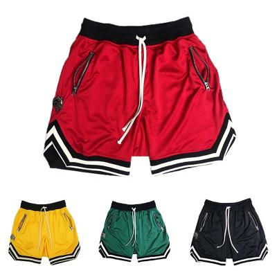 China Hot Selling Anti-wrinkle Knitted Mesh Pocket Drawstring Training Fitness Basketball Elastic Breathable Loose Shorts Sweat Shorts With Zipper for sale