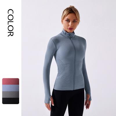 China Breathable Pink Zipper Women Fitness amp Yoga Wear Seamless Sports Long Sleeve Yoga Tops Clothes Quantity Gym Shirts OEM Customized Spandex for sale