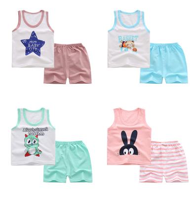 China Washable cool cute casual sleeveless shorts suits 2018 Korean sale cheap kids clothes wholesale baby clothes for sale