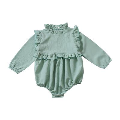 China New breathable baby clothes baby rompers autumn clothes lace up pleat long sleeve for boy and girl baby onesie for sale