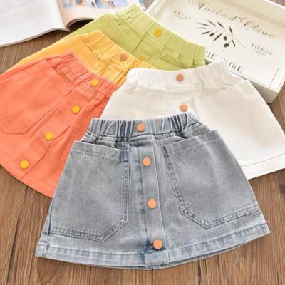 China Girls Breathable Denim Skirts Autumn Spring Children Girl Button Skirt Baby Kids Fashion Fsh Denim A Line Skirt for sale